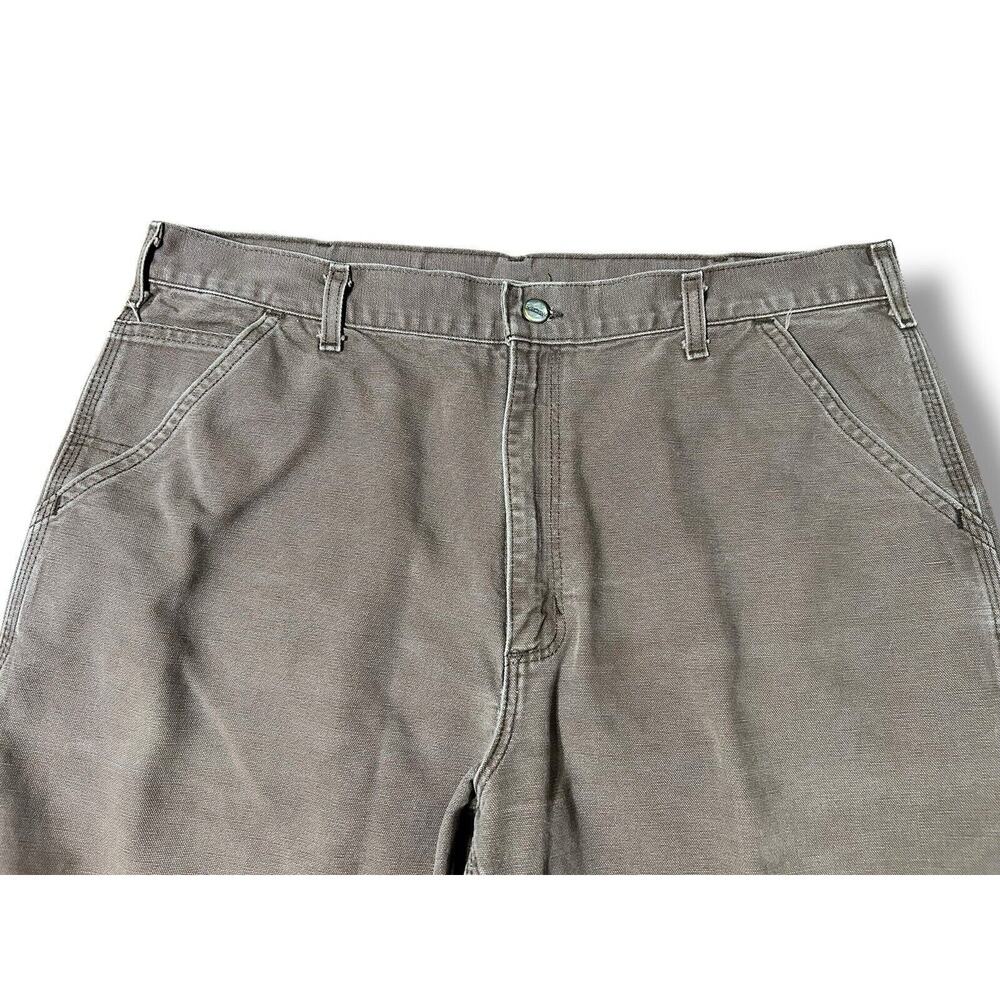 Vintage Faded Carhartt B11 CHT Canvas Pant 37x28 Brown Dungaree Wide Workwear - Picture 2 of 12